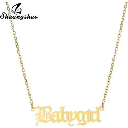 Shuangshuo Old English Jewelry Babygirl Necklace Gothic Style Zodiac Astrology Necklace Birthday Gifts for Women