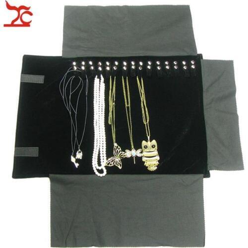 Super Black Jewelry Display Rolls Travel Portable Organizer Bracelete Bag Folding For Necklace Chain Accessories Storage Pouch