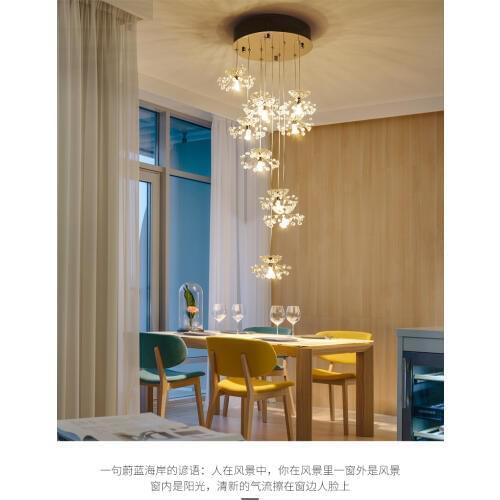 LED light North European Contracted Creative Dandelion K9 Crystal pendant lamp Stair Restaurant Sitting Room pendant light
