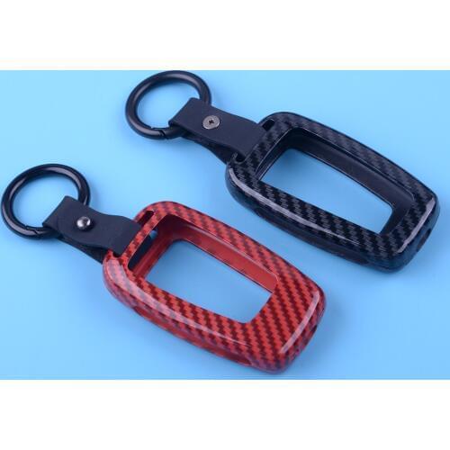 Carbon Fiber Car Remote Smart Key Case Cover Holder Set Fit For Toyota Camry 2018 2019