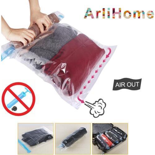 Hand Rolling Compression Vacuum Bag Border Foldable Compressed Home Clothes Plastic Storage Bag Space Saving Seal Bags