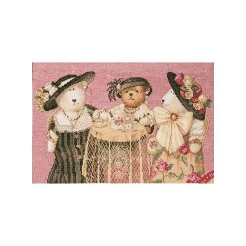 Top Quality lovely beautiful counted cross stitch kit three bears bear tea time party bucilla 43502