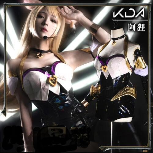 Hot Game Lol Cos Kda Nine-tailed Fox Ahriahri Dress Set Cool Design Halloween Cosplay Costume For Women League Of Legends