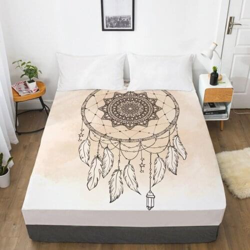 1 pc 100% polyester high-grade active printed Dreamcatcher fitted sheet adjustable with elastic mattress cover in various sizes