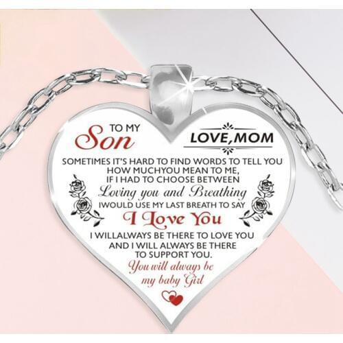 1pc Heart Pendants Necklace Romantic Rose Flower To My Wife Daughter Son Family Pendants Necklaces for Jewelry Love Gifts