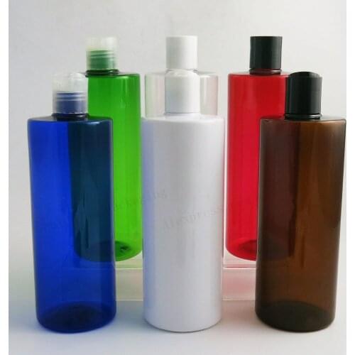 12 x 500ml Empty Amber Blue Green Plastic Bottle With Disk Cap 500cc Clear White PET Cosmetic Container Big Amber Bottle