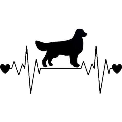 20.3*10.8CM Golden Retriever Heartbeat Lifeline Vinyl Decal Car Stickers Car Styling Truck Accessories Black/Silver S1-1316
