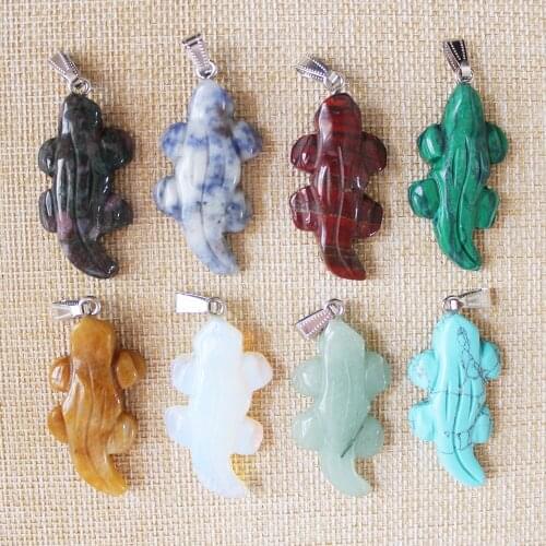 2018 Z fashion mix size natural stones pendulum animal crocodile pendant jewelry charm 8 joint wholesale free shipping
