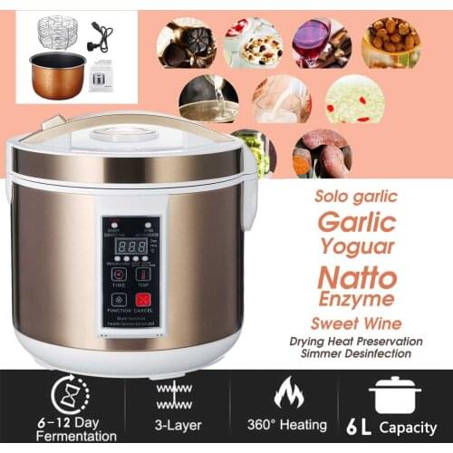 220V 6L Automatic Black Garlic Fermenter Yogurt Maker Intelligent Control DIY Cooker Garlic Ferment Smart Fermentation Machine
