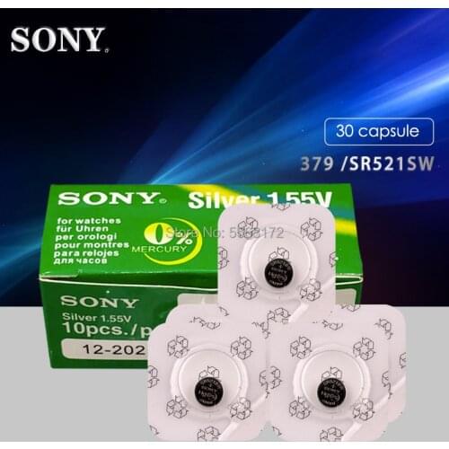 30x SONY AG0 1.55V Coin Cell Batteries V379 V520 280-59 GP379 SR63 AG0 618 JA LR521 379 SR521SW D379 Watch Battery