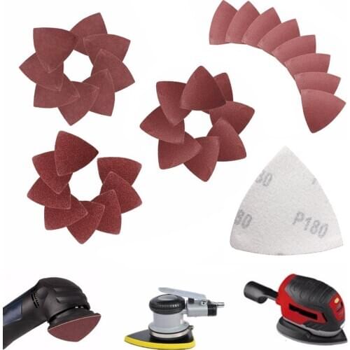 32Pcs 3-1/8'' Universal Triangular Sandpaper Sand Paper For Oscillating Tools