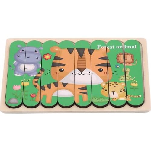 3D Wooden Puzzle Toy Cartoon Animal Pattern childrens Education Montessori Toy Gift Game Toy