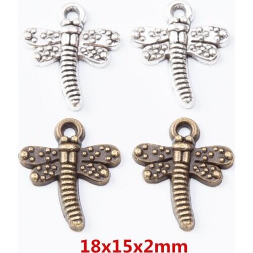 70 pieces of retro metal zinc alloy dragonfly pendant for DIY handmade jewelry necklace making 7345