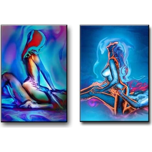 Abstract nude woman and man sexy body art painting print on canvas modern wall art prints and posters home decoration Cuadros