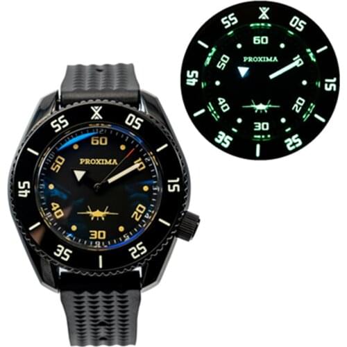 Proxima Black MM300 SBDX Homage Stainless Steel Diver NH35 PT5000 Aviator Dial Full Luminous Marine Master Ceramic Bezel Insert
