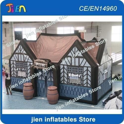 Free air ship to door,10*5*5mh Outdoor Inflatable pub beer house,inflatable bar tent for party,new Inflatable Pub with free jars
