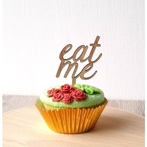 Wooden/acrylic cupcake topper,eat me cupcake topper, wedding cupcake topper, cupcake picks, 24pcs free shipping
