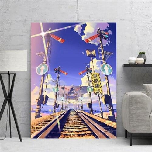 Home Decoration Wall Art Railway Tableau Road View Canvas Painting Anime HD Printed Posters Modular Picture For Bedroom No Frame