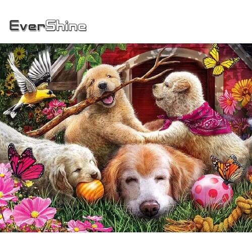 EverShine 5D DIY Diamond Painting Animals Diamond Embroidery Dog Mosaic Art Set Picture Of Rhinestone Sale Handmade Hobby