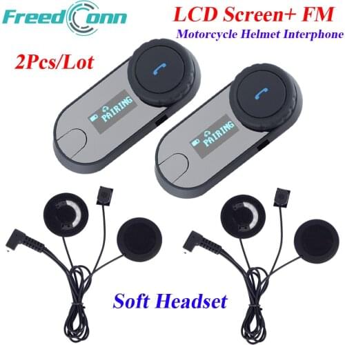 FreedConn TCOM-SC Bluetooth Intephone Motorcycle Helmet Headset Intercomunicador LCD Screen Soft Earphone Intercom