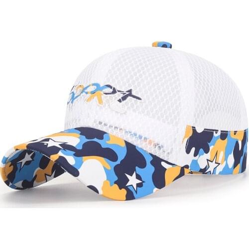 HanXi Summer School Children Baseball Caps with Mesh Boys Girls Hat Bonés De Beisebol Patchwork Camouflage Sun Visors Casquette