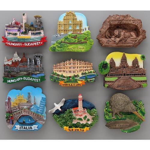 Lucerne lion Macao Italy Venice New Zealand 3D magnetic refrigerator sticker Souvenirs home decoration Budapest Hungary Cambodia