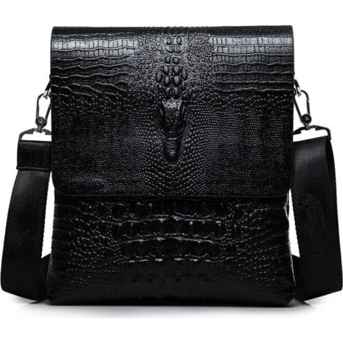 Messenger Bag Men Leather Business Alligator Shoulder Bag Male Casual Satchel Crocodile Grain Crossbody Bag For Men