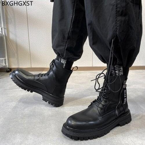 Black Martin Boots for Men Male Outdoor Shoes Ankle Boots Man Platform Boots for Man 2021 Luxury Brand Leather Casual Shoes Man