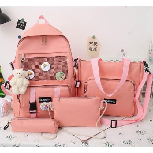 4 set Backpack Fashion Women Backpack Canvas Shoulder Bags Printing Girl School bag Female Mochilas Children Student Backpack 50