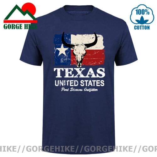 GorgeHike Cheap hot sale Wholesale Basic Retro Short Sleeve cotton USA America Texas Flag Men t shirt Vintage O-neck t-shirt