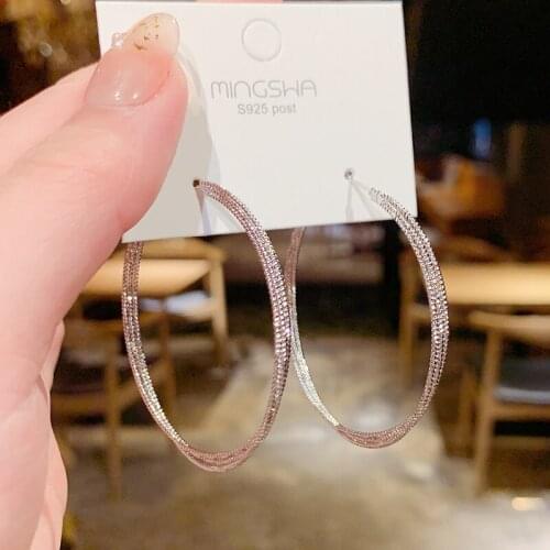 OLIRAFT 2021 Trendy Silver-Color Big Circle Hoops Earrings Elegant Round Earring For Women Fashion Accessories Jewelry