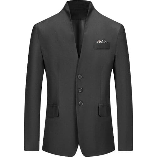Casual Long Sleeve Jacket Stand Collar Slim Fit Blazers Coat Single Breasted Mens Suit Jacket Blazers