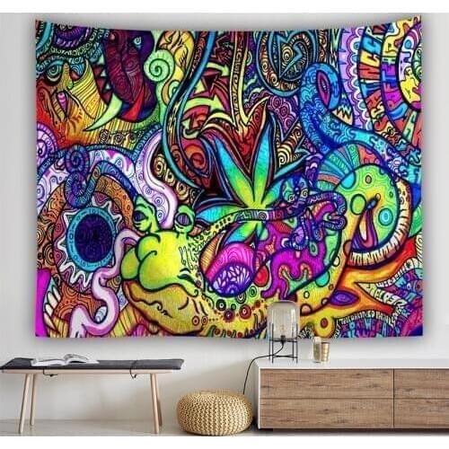 Psychedelic Wall Tapestry Wall Hanging Huge Mushroom House Hippie Tapestry Mandala Wall Carpet Blanket Fairyland Boho Home Decor