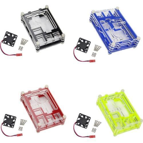 4PCS Raspberry pi 2/3 9 layer Acrylic Rainbow Shell+fan MCU development board Enclosure Protection Shell Cover Transparent Box