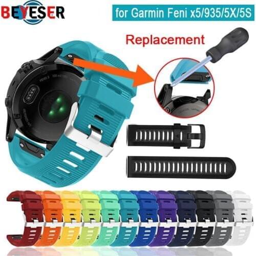 26 22 20MM Watchband Strap for Garmin Fenix 5X 5 5S 3 3HR D2 S60 GPS Watch Quick Release Silicone Easyfit Wrist Band Strap