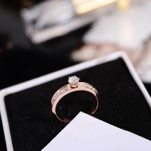 YUN RUO 2018 Luxury AAA Zircon CZ Wedding Rings Rose Gold Color Fashion Titanium Steel Jewelry Birthday Gift Woman Dropship