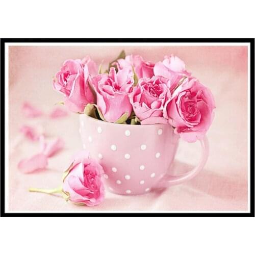 Rose Vase Flower Basket Printed 11CT Cross Stitch Embroidery Full Kit DMC Threads Painting Handmade Sewing Craft Jewelry