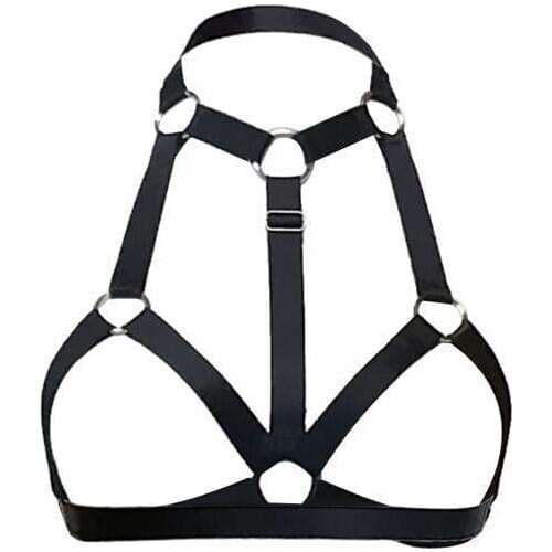 Sexy Lady Women Harness Bra Elastic Cage Bra Crop Top Black Strappy Bra #7