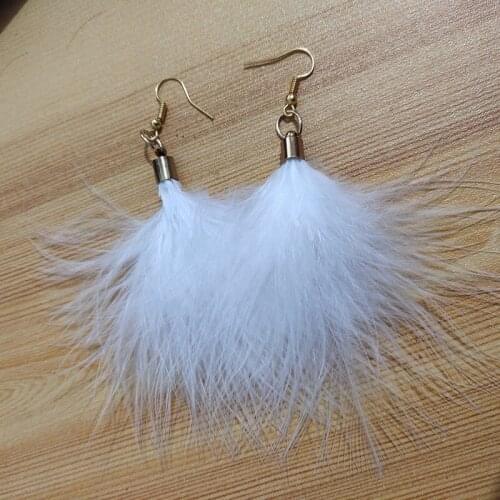 New Feather Earrings Pink Feather Cute Drop серьги Copper Top Women Fashion Jewelry For Catwalk Hanging Arrings Brincos