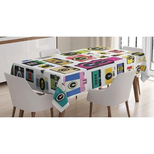 Vintage Camera Love Studio Theme Tablecloth Dining Kitchen Table Cover