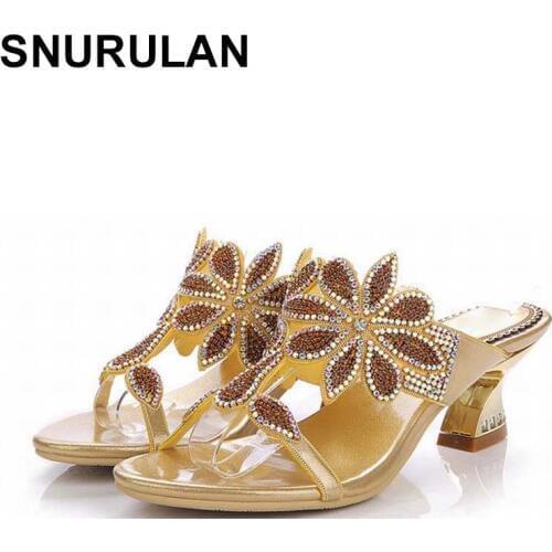 SNURULAN New women brand shoes large sizes 34-44 shoes with rhinestones famous women platform sandals with thick heels