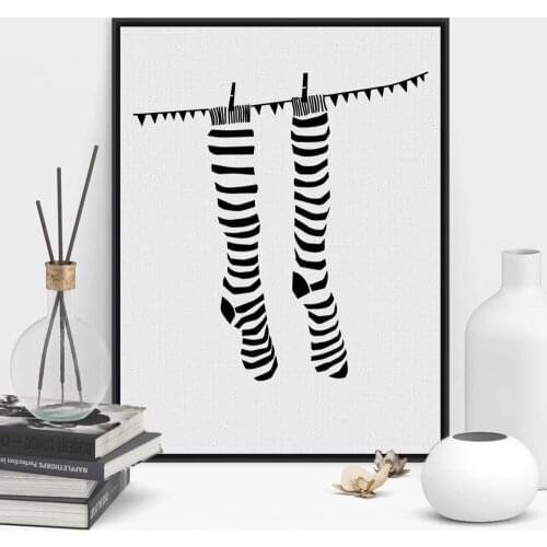 Modern Minimalist Socks Black White Large Art Print Poster Abstract Wall Picture Canvas Painting No Frame Girl Room Home Decor