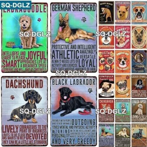 [SQ-DGLZ]Hound/Dachshund/German Shepherd/Labrador/Lhasa Apso/Labradoodle/Chihuahua/Cocker Spaniel Metal Sign Friend Plaques