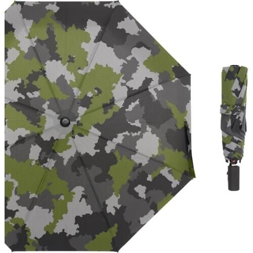 Windproof Camouflage Umbrellas 8 Rib Non Automatic Travel Umbrella Three Folding Compact Rain Umbrella for Men Accept Customized