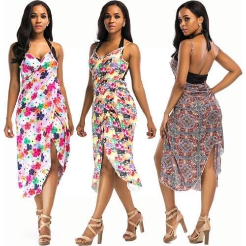 Women dresses elastic print summer dresses multifunctional Bath towel european beach dresses outdoor Sunscreen covers 5469