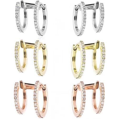 SHADOWHUNTERS Original 925 Sterling Silver Hoop Circle Round Huggies Earrings For Women Silver Crystal Ear Cuff Women Gift