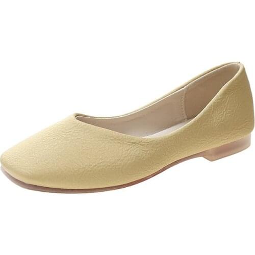 2021 Summer Autumn New Fashion Pumps for Office Lady Square Toe Low Heel Slip-on Shallow Casual Shoes Breathable Wear-resisting