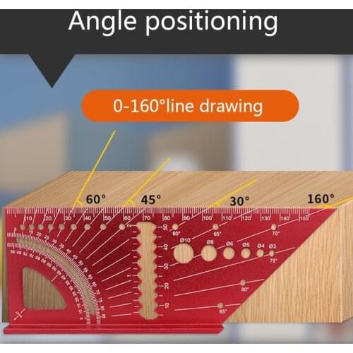 1XCB 3D Woodworking Carpenter Square Ruler Multifunction Angle Finder Adjustable 0°-160° Sturdy Aluminum Alloy for Engineers