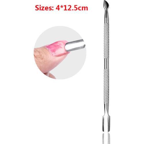 2pcs Portabl Nail Pusher Stainless Steel UV Gel Cuticle Nail Remover Pusher Nail Art Tool