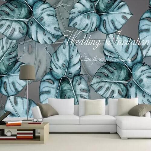 Milofi Custom 3D Wallpaper Mural Nordic Simple Tropical Plant Turtle Leaf Living Room Bedroom Background Wall Decorative Paintin